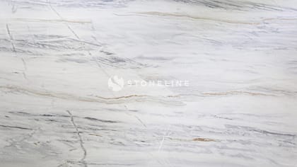 White marble surface with gray and brown veins