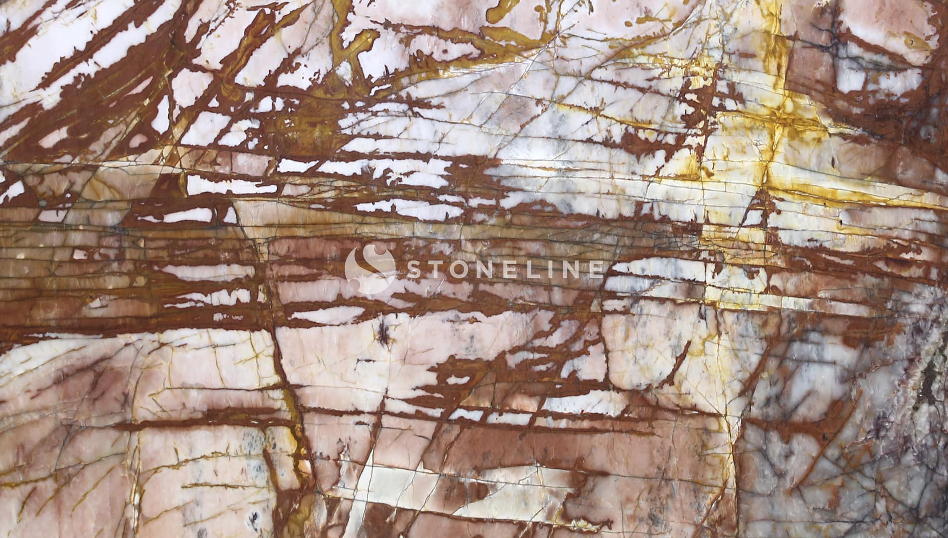 Close-up of marble surface with colorful veins.