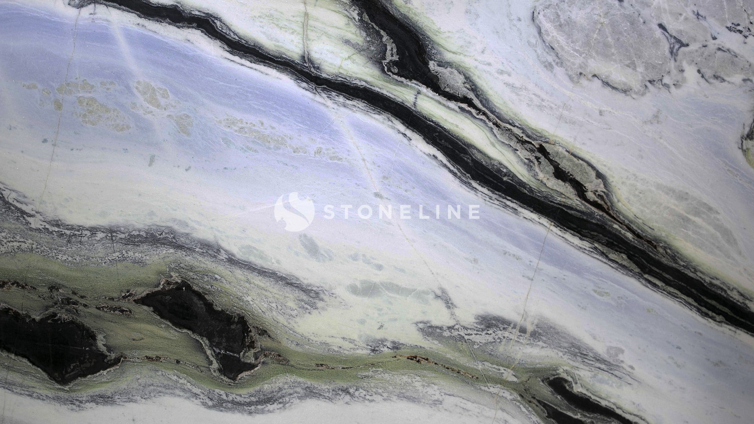 Close-up of marble texture with green veins.