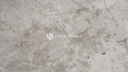 Close-up of gray marble texture with veining.