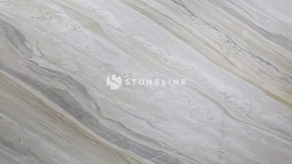 Polished marble surface with gray and beige veins.
