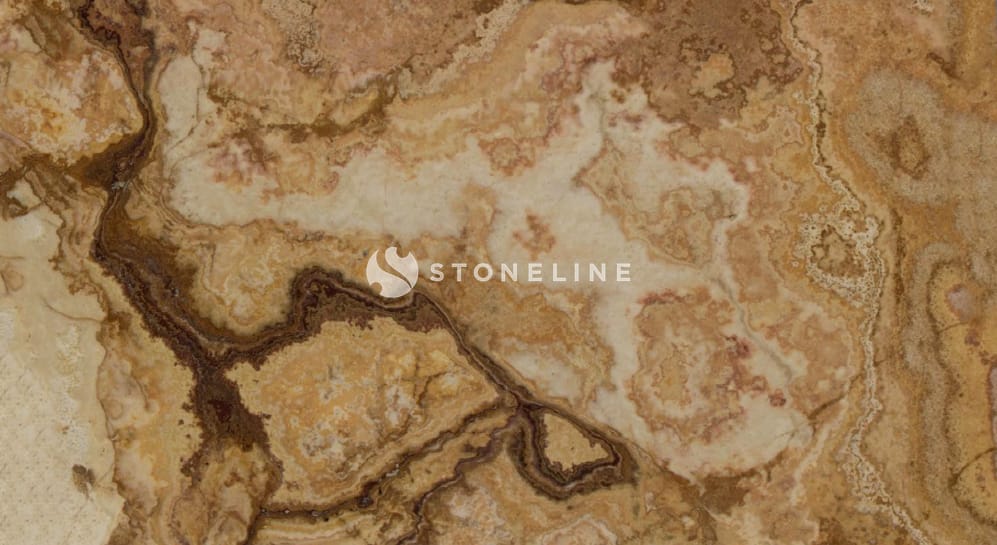 Natural stone texture with brown and beige patterns.