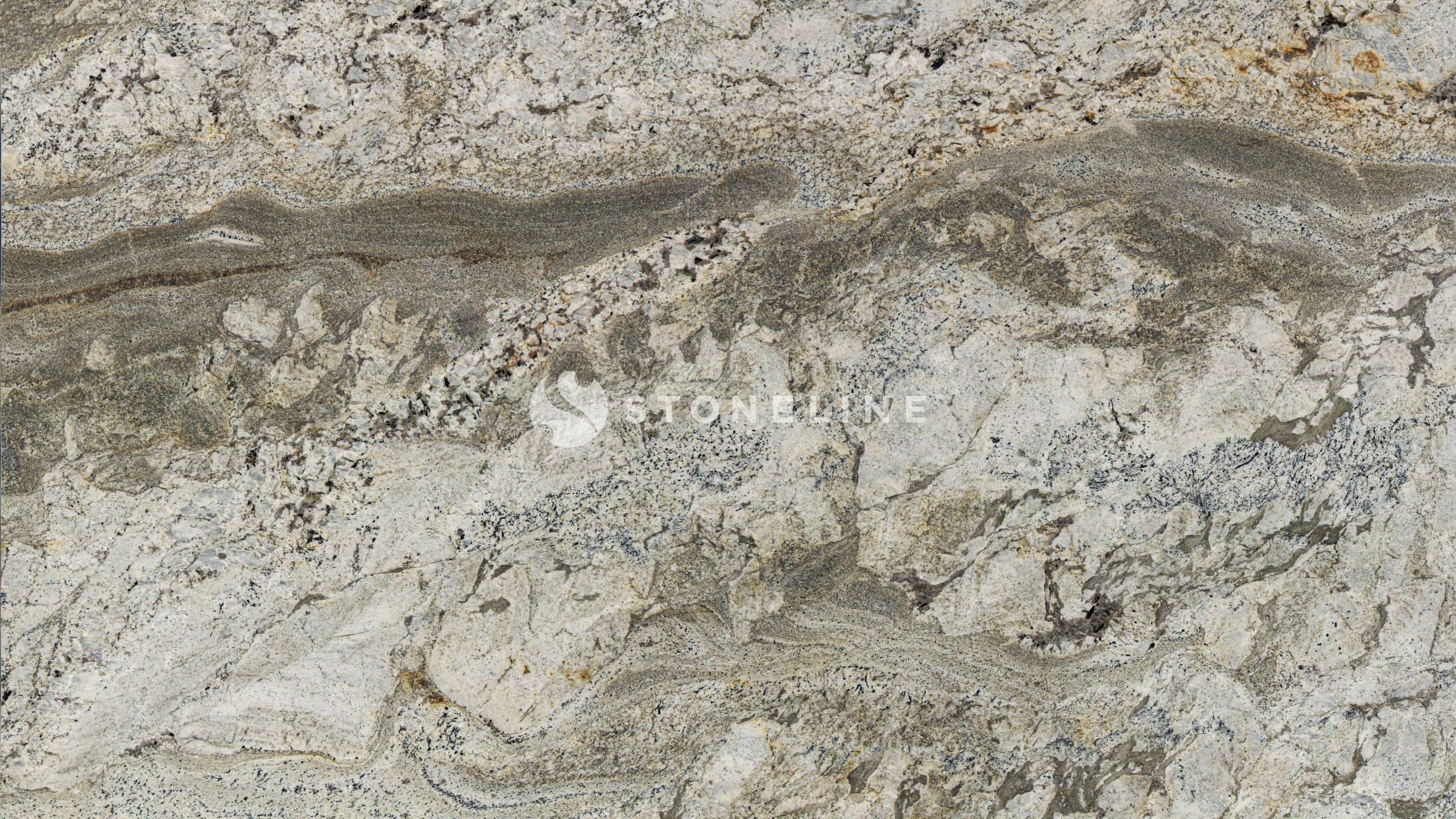 Close-up of gray and beige textured granite surface.