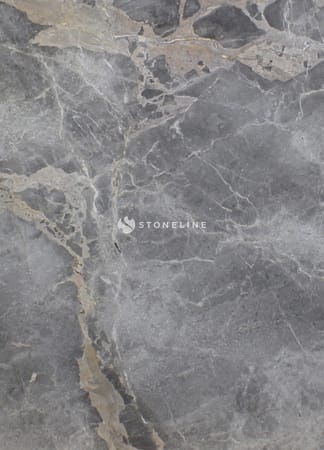 Close-up of gray marble texture with veins.