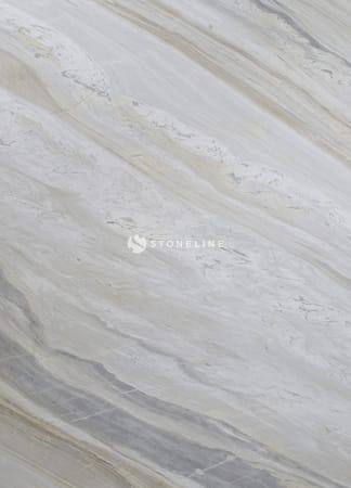 Polished marble surface with gray and beige veins.