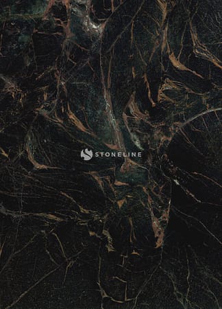 Close-up of dark marble texture with veins.