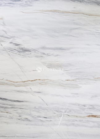 White marble surface with gray and brown veins
