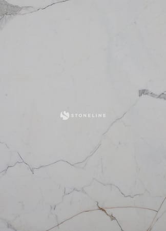 Close-up of white marble texture with veins.