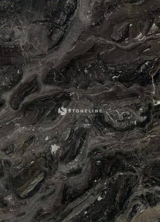 Dark marble texture with intricate veins and patterns.
