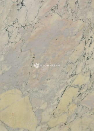 Marble surface with yellow and gray veining