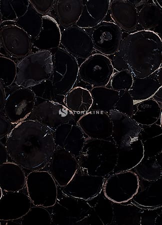 Dark wood texture background with circular patterns.